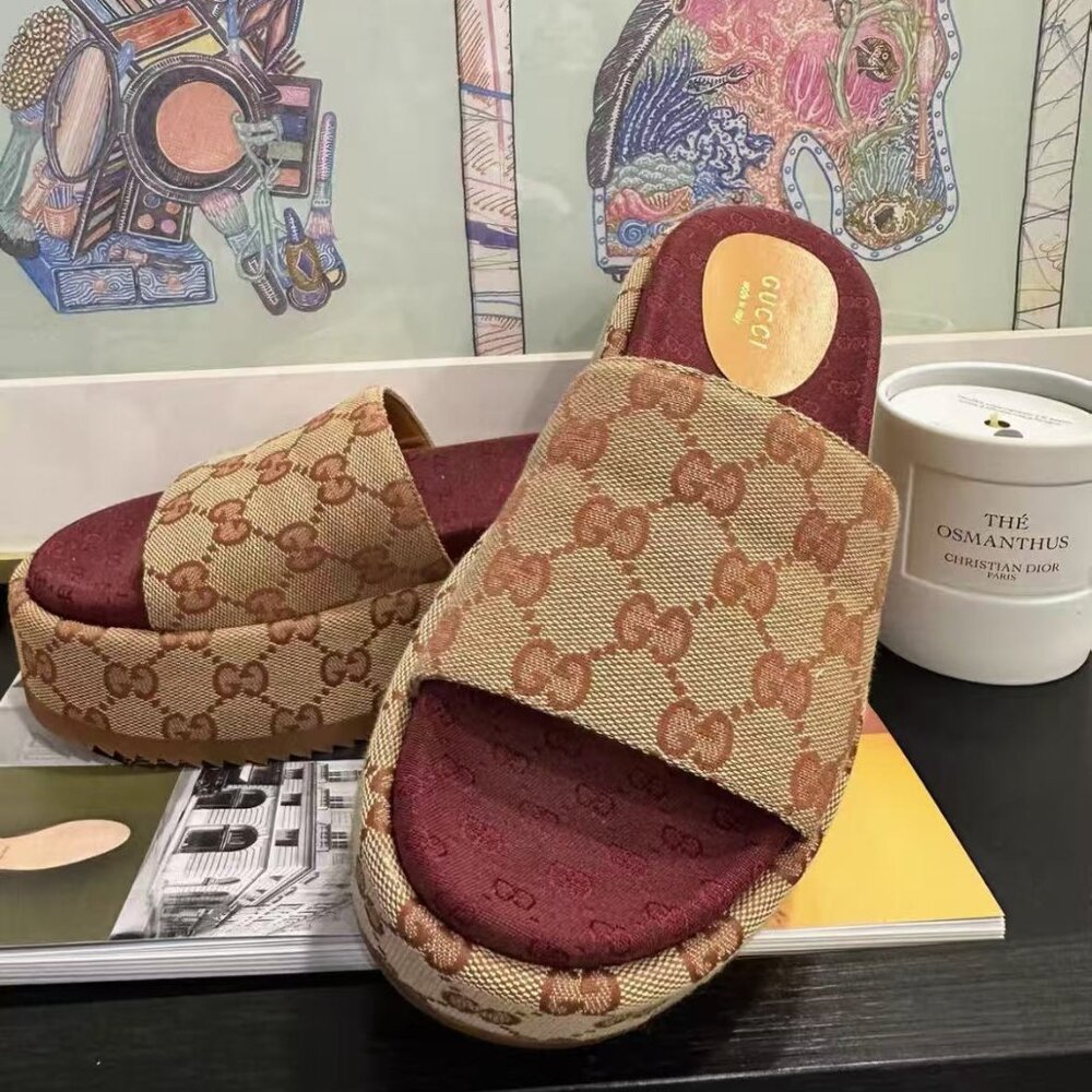 Gucci Gg Monogram Platform Slides - image 2